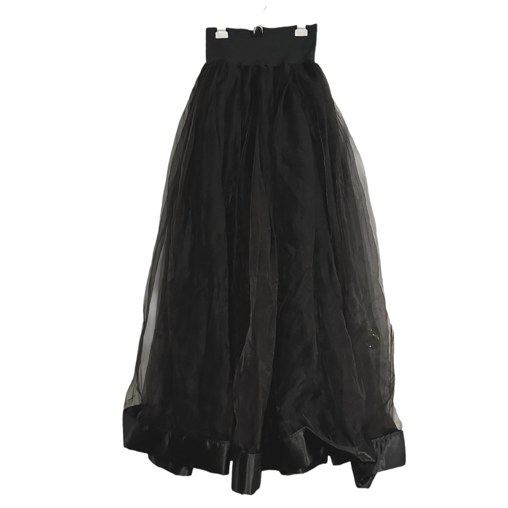Gothic Black Tulle Maxi Skirt High Waist Tulle S/M Witchy Dramatic Cosplay